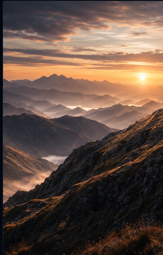 Amanecer sobre montañas